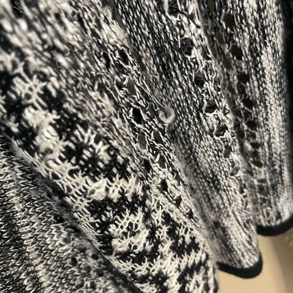 LAST CHANCE Absolutely Famous Black Grey White Waterfall Open Front Long Cardiga - Picture 4 of 13